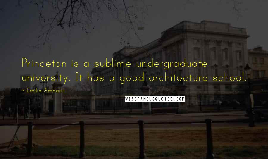 Emilio Ambasz Quotes: Princeton is a sublime undergraduate university. It has a good architecture school.