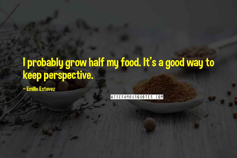 Emilio Estevez Quotes: I probably grow half my food. It's a good way to keep perspective.