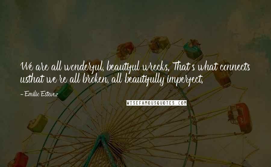 Emilio Estevez Quotes: We are all wonderful, beautiful wrecks. That's what connects usthat we're all broken, all beautifully imperfect.