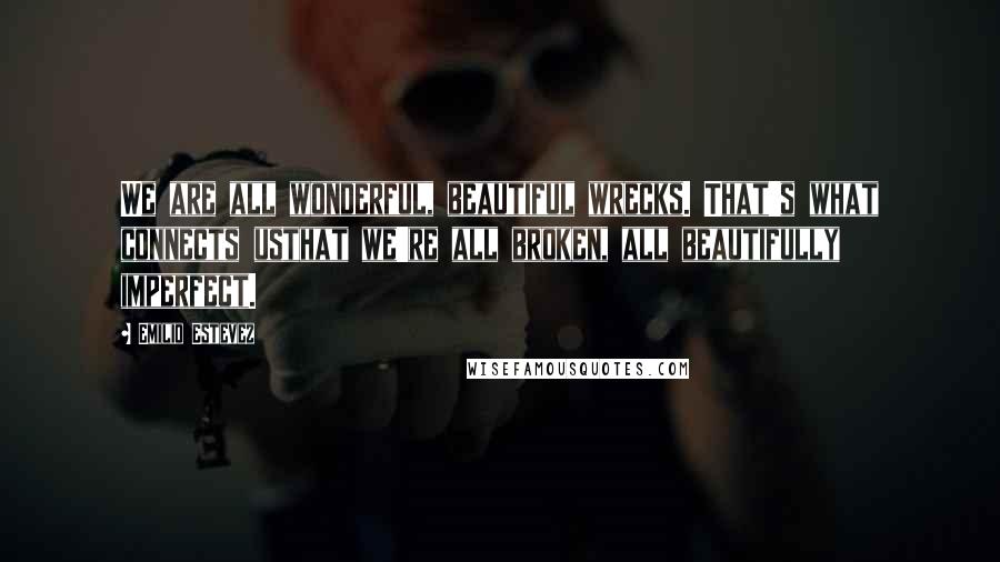 Emilio Estevez Quotes: We are all wonderful, beautiful wrecks. That's what connects usthat we're all broken, all beautifully imperfect.