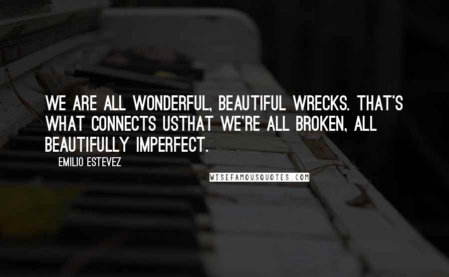 Emilio Estevez Quotes: We are all wonderful, beautiful wrecks. That's what connects usthat we're all broken, all beautifully imperfect.