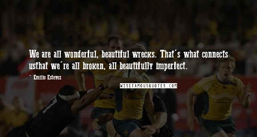 Emilio Estevez Quotes: We are all wonderful, beautiful wrecks. That's what connects usthat we're all broken, all beautifully imperfect.