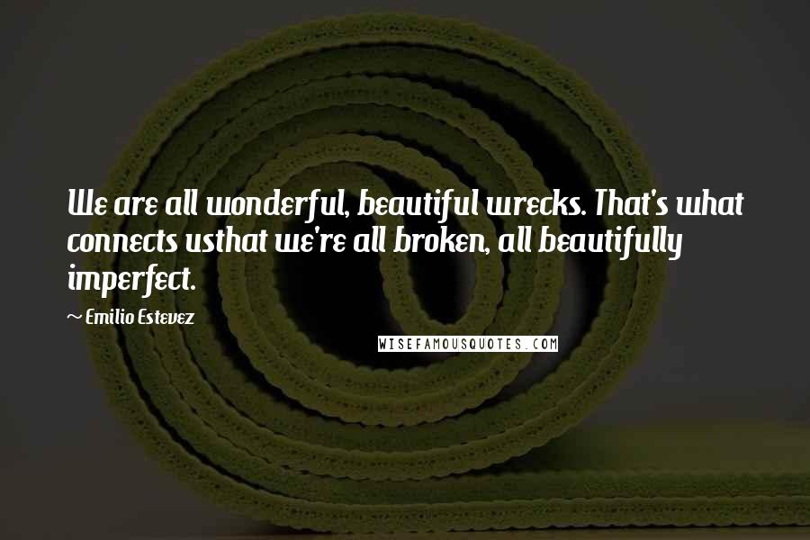 Emilio Estevez Quotes: We are all wonderful, beautiful wrecks. That's what connects usthat we're all broken, all beautifully imperfect.