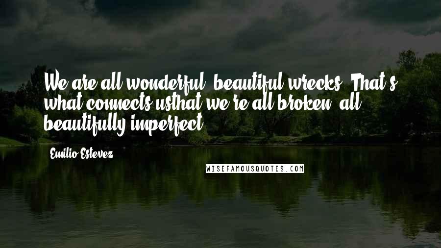 Emilio Estevez Quotes: We are all wonderful, beautiful wrecks. That's what connects usthat we're all broken, all beautifully imperfect.