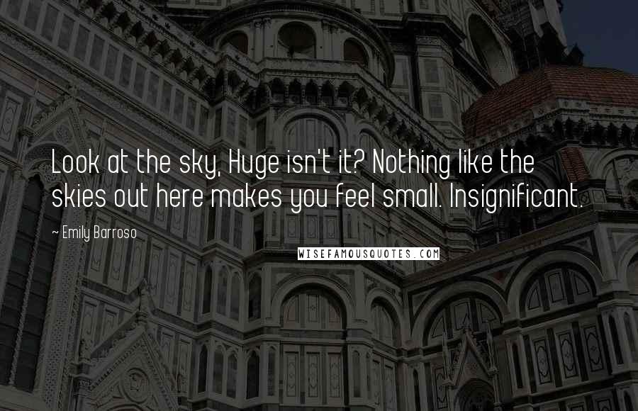 Emily Barroso Quotes: Look at the sky, Huge isn't it? Nothing like the skies out here makes you feel small. Insignificant.