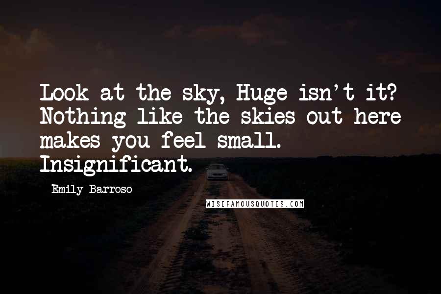 Emily Barroso Quotes: Look at the sky, Huge isn't it? Nothing like the skies out here makes you feel small. Insignificant.