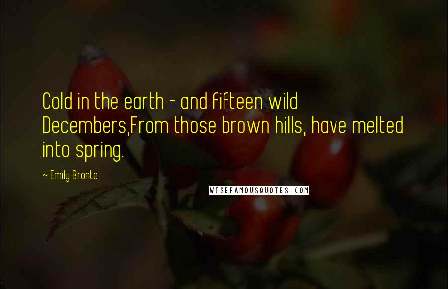 Emily Bronte Quotes: Cold in the earth - and fifteen wild Decembers,From those brown hills, have melted into spring.