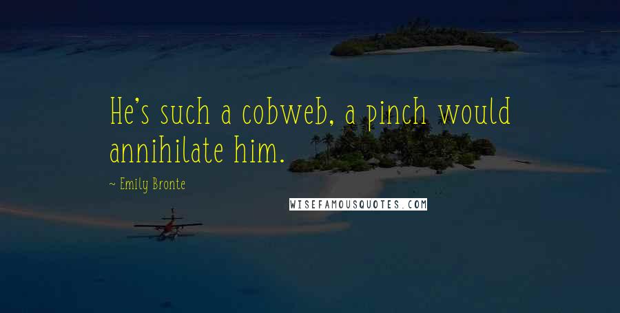 Emily Bronte Quotes: He's such a cobweb, a pinch would annihilate him.