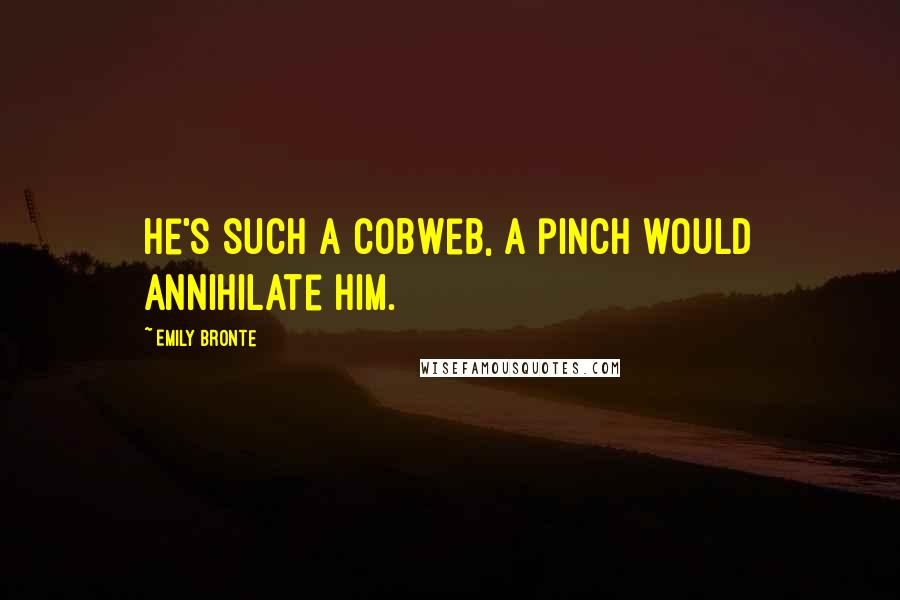 Emily Bronte Quotes: He's such a cobweb, a pinch would annihilate him.