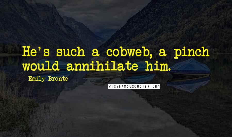 Emily Bronte Quotes: He's such a cobweb, a pinch would annihilate him.