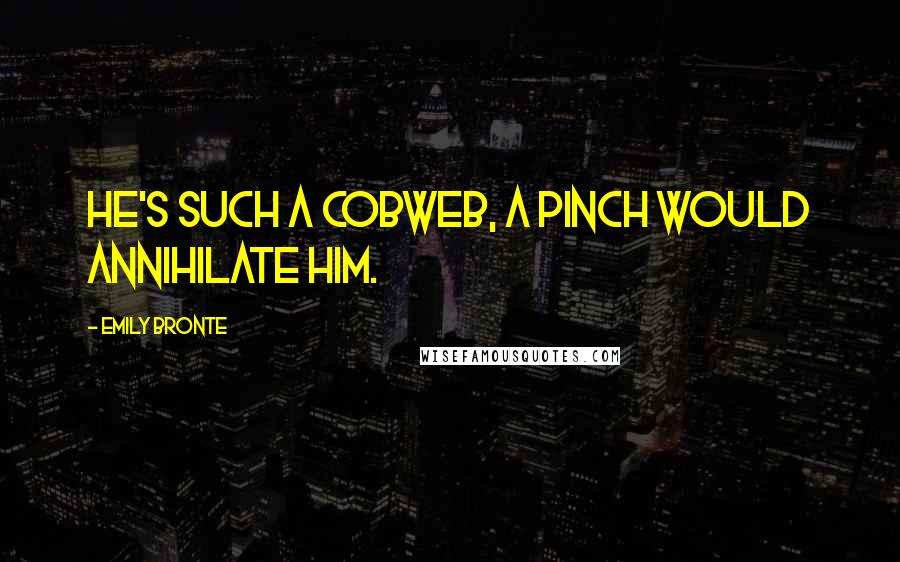 Emily Bronte Quotes: He's such a cobweb, a pinch would annihilate him.