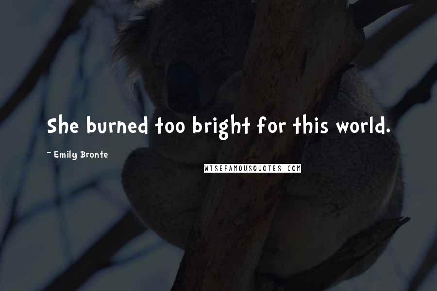 Emily Bronte Quotes: She burned too bright for this world.