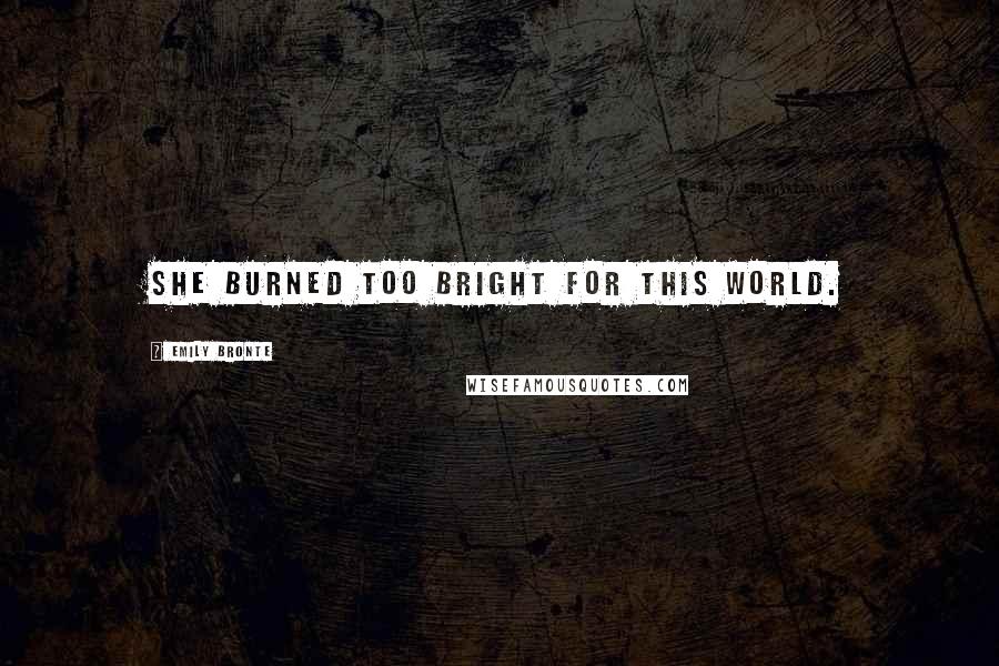 Emily Bronte Quotes: She burned too bright for this world.