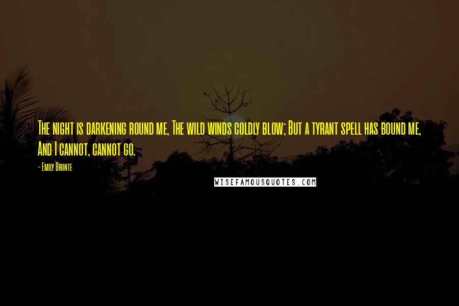 Emily Bronte Quotes: The night is darkening round me, The wild winds coldly blow; But a tyrant spell has bound me, And I cannot, cannot go.