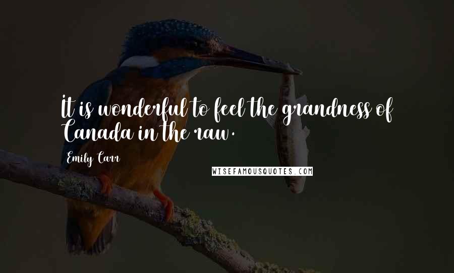 Emily Carr Quotes: It is wonderful to feel the grandness of Canada in the raw.