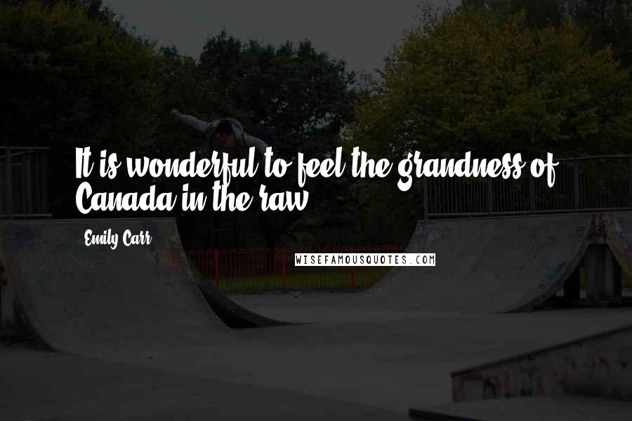 Emily Carr Quotes: It is wonderful to feel the grandness of Canada in the raw.