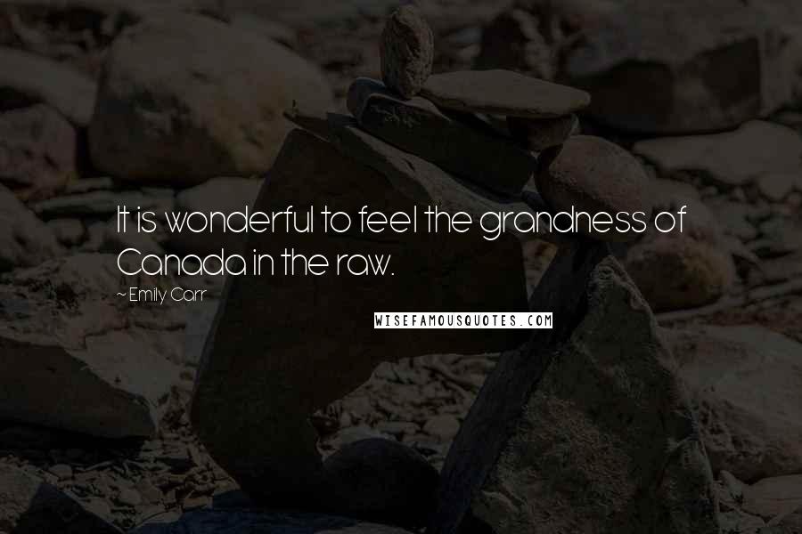 Emily Carr Quotes: It is wonderful to feel the grandness of Canada in the raw.