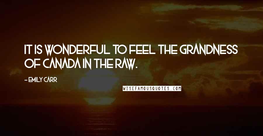 Emily Carr Quotes: It is wonderful to feel the grandness of Canada in the raw.