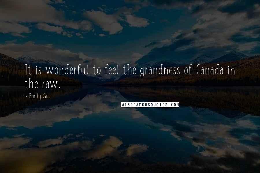 Emily Carr Quotes: It is wonderful to feel the grandness of Canada in the raw.