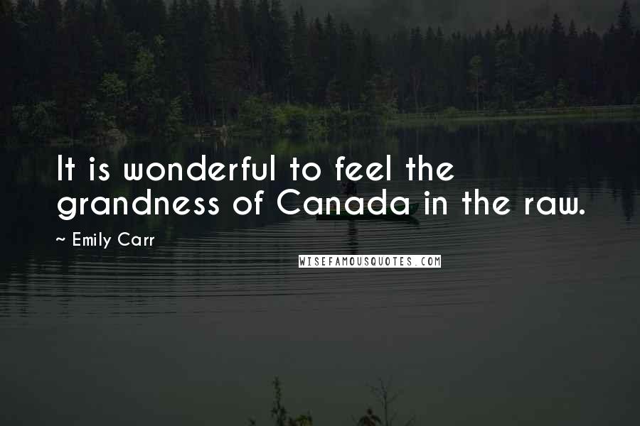 Emily Carr Quotes: It is wonderful to feel the grandness of Canada in the raw.
