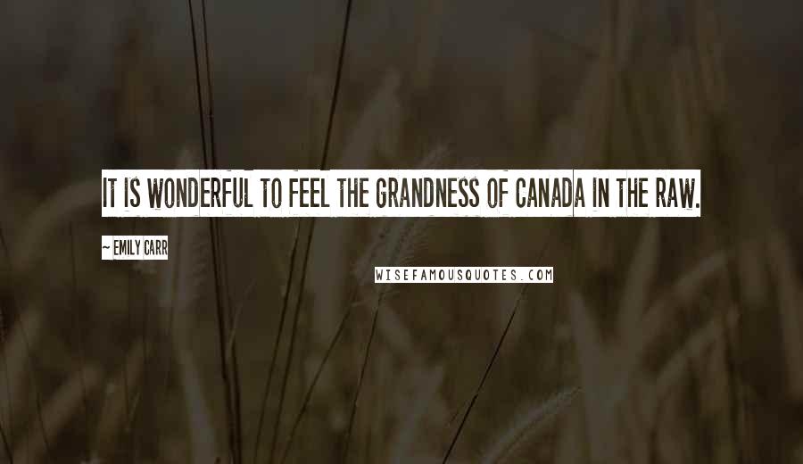 Emily Carr Quotes: It is wonderful to feel the grandness of Canada in the raw.