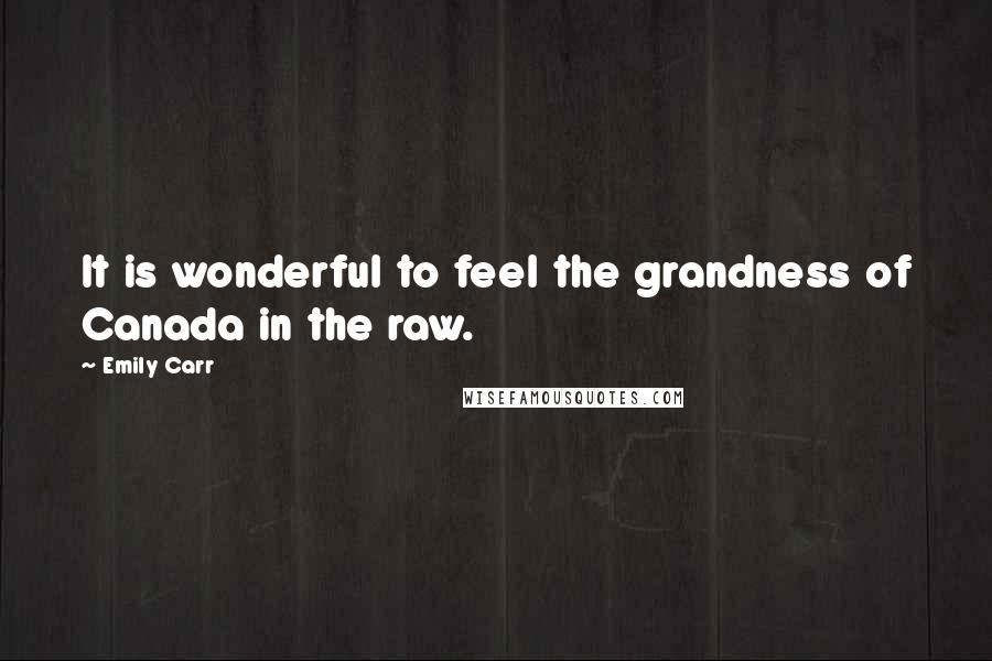 Emily Carr Quotes: It is wonderful to feel the grandness of Canada in the raw.
