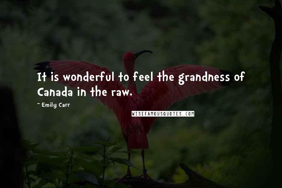 Emily Carr Quotes: It is wonderful to feel the grandness of Canada in the raw.