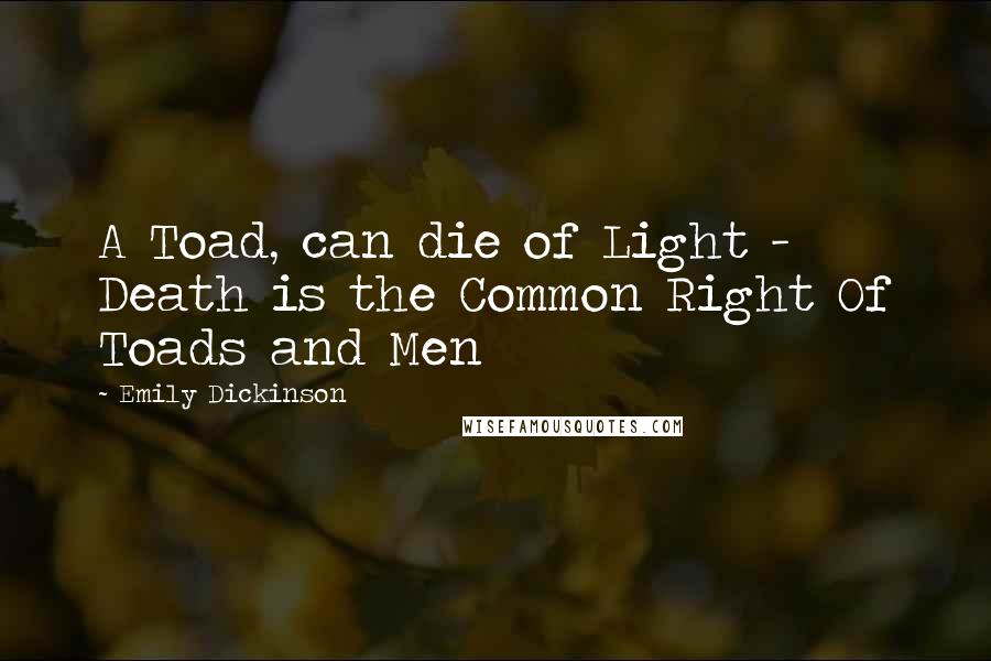 Emily Dickinson Quotes: A Toad, can die of Light - Death is the Common Right Of Toads and Men