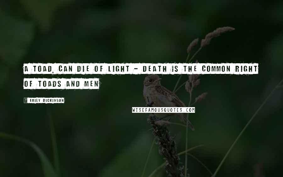 Emily Dickinson Quotes: A Toad, can die of Light - Death is the Common Right Of Toads and Men