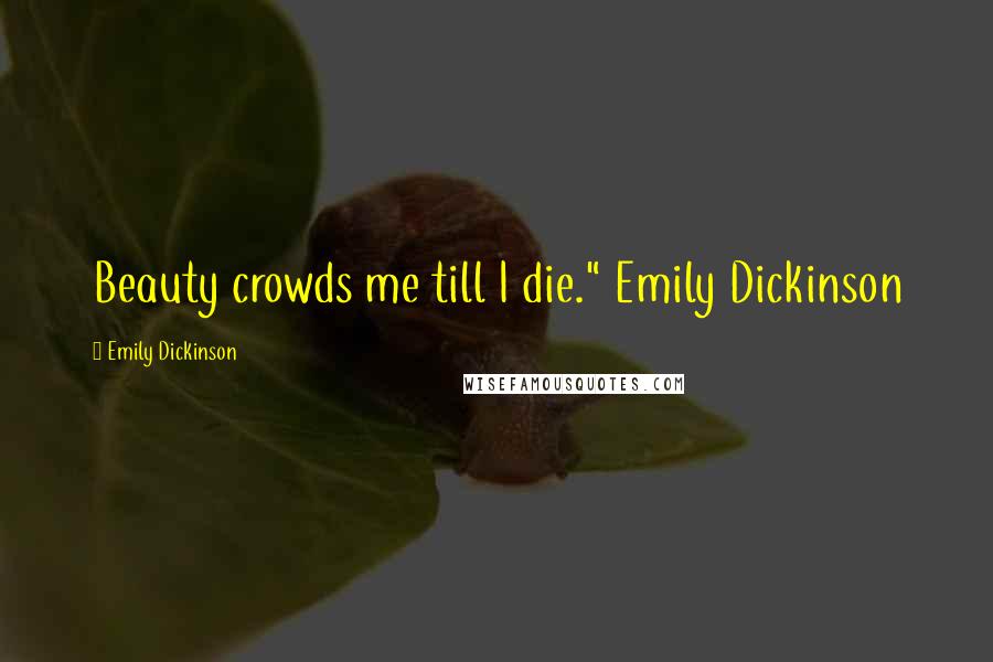 Emily Dickinson Quotes: Beauty crowds me till I die." Emily Dickinson
