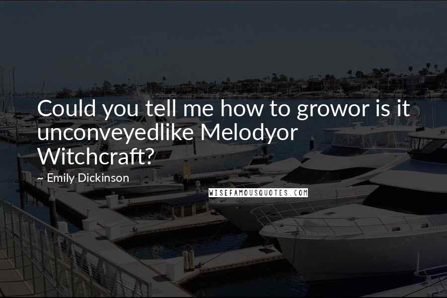 Emily Dickinson Quotes: Could you tell me how to growor is it unconveyedlike Melodyor Witchcraft?