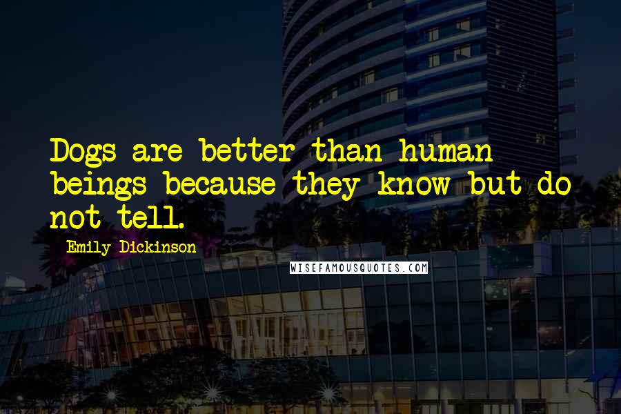 Emily Dickinson Quotes: Dogs are better than human beings because they know but do not tell.