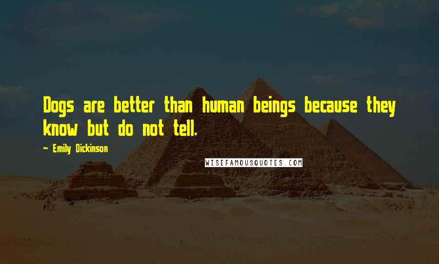 Emily Dickinson Quotes: Dogs are better than human beings because they know but do not tell.