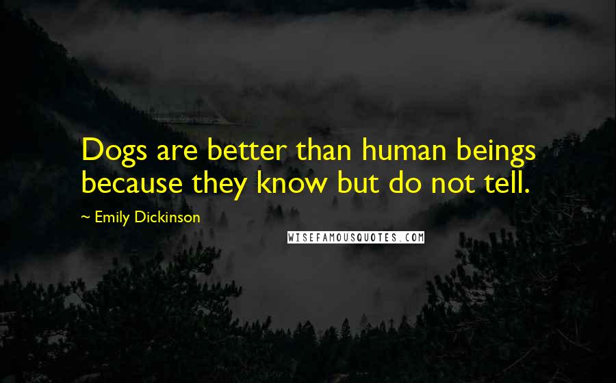 Emily Dickinson Quotes: Dogs are better than human beings because they know but do not tell.