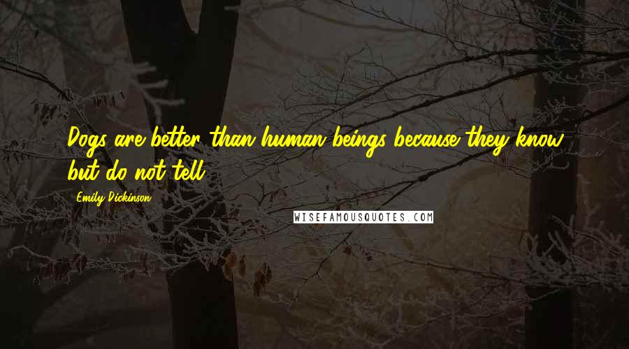 Emily Dickinson Quotes: Dogs are better than human beings because they know but do not tell.