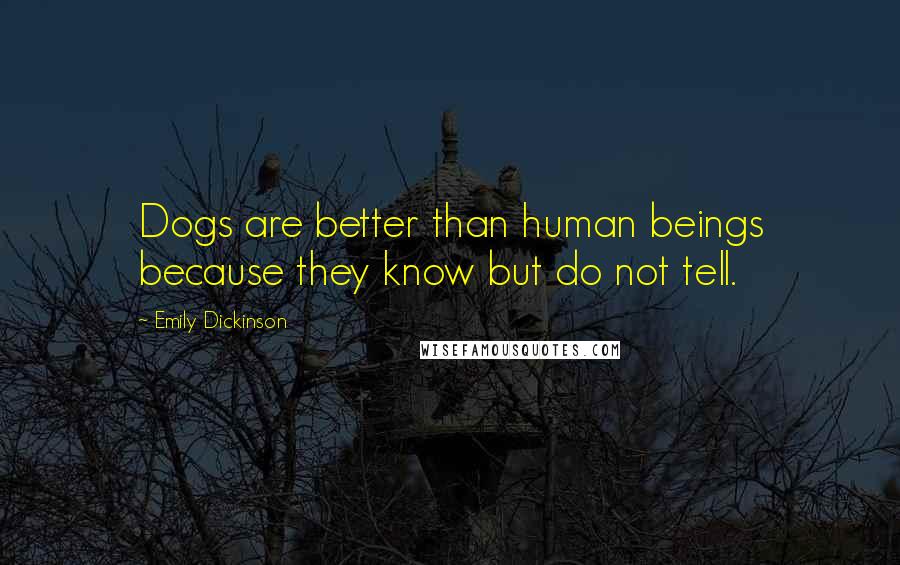 Emily Dickinson Quotes: Dogs are better than human beings because they know but do not tell.
