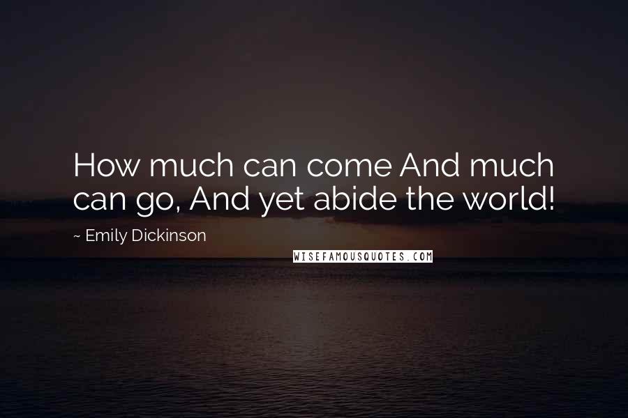 Emily Dickinson Quotes: How much can come And much can go, And yet abide the world!