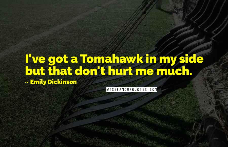 Emily Dickinson Quotes: I've got a Tomahawk in my side but that don't hurt me much.