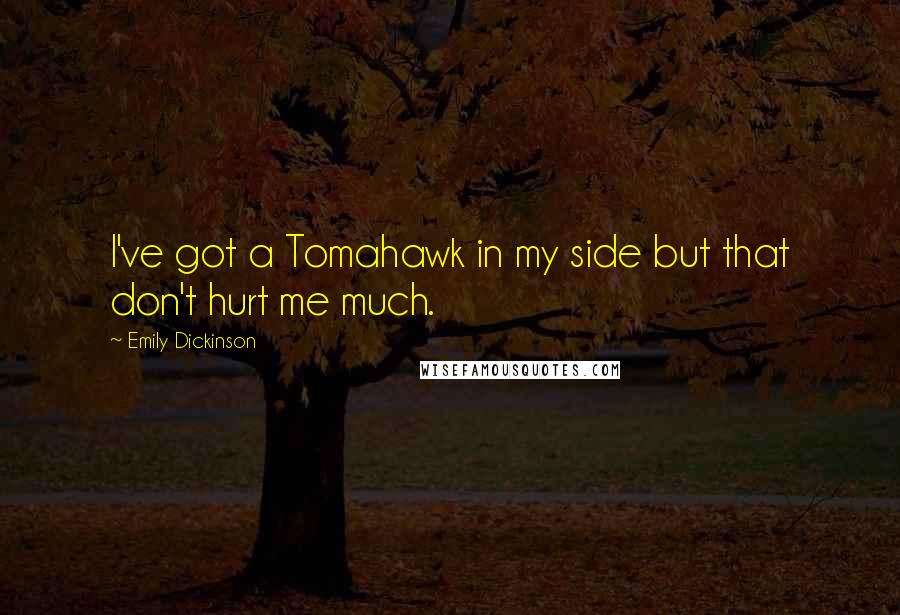 Emily Dickinson Quotes: I've got a Tomahawk in my side but that don't hurt me much.