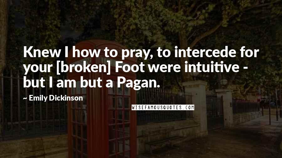 Emily Dickinson Quotes: Knew I how to pray, to intercede for your [broken] Foot were intuitive - but I am but a Pagan.