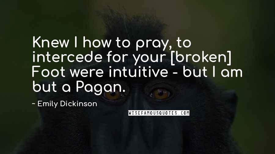 Emily Dickinson Quotes: Knew I how to pray, to intercede for your [broken] Foot were intuitive - but I am but a Pagan.