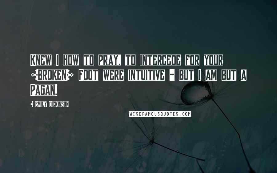 Emily Dickinson Quotes: Knew I how to pray, to intercede for your [broken] Foot were intuitive - but I am but a Pagan.