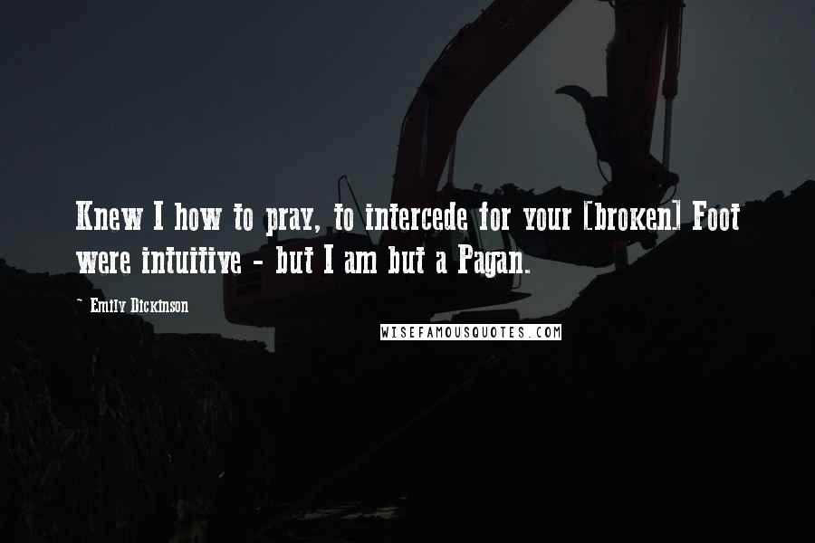 Emily Dickinson Quotes: Knew I how to pray, to intercede for your [broken] Foot were intuitive - but I am but a Pagan.