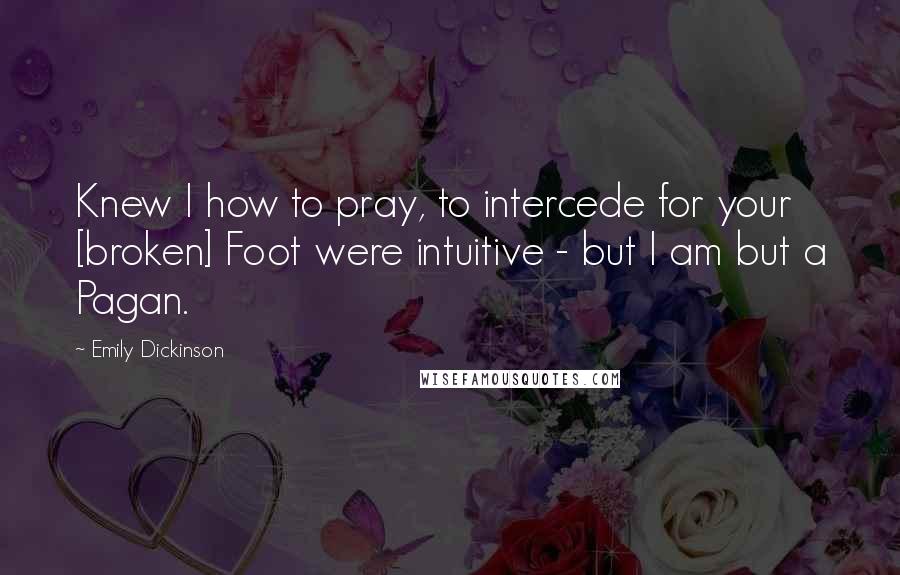 Emily Dickinson Quotes: Knew I how to pray, to intercede for your [broken] Foot were intuitive - but I am but a Pagan.