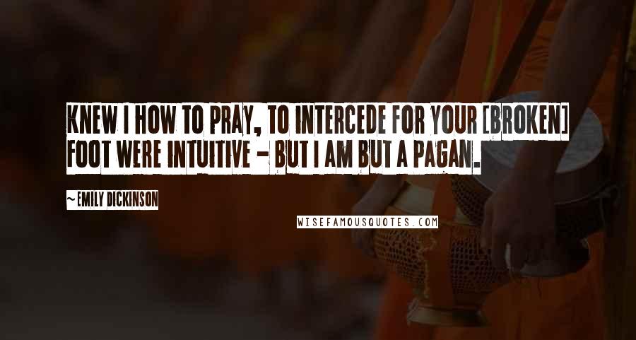 Emily Dickinson Quotes: Knew I how to pray, to intercede for your [broken] Foot were intuitive - but I am but a Pagan.