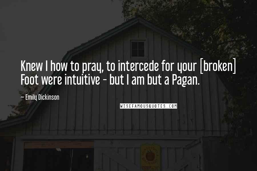 Emily Dickinson Quotes: Knew I how to pray, to intercede for your [broken] Foot were intuitive - but I am but a Pagan.