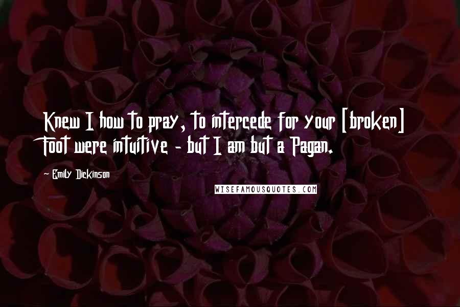 Emily Dickinson Quotes: Knew I how to pray, to intercede for your [broken] Foot were intuitive - but I am but a Pagan.