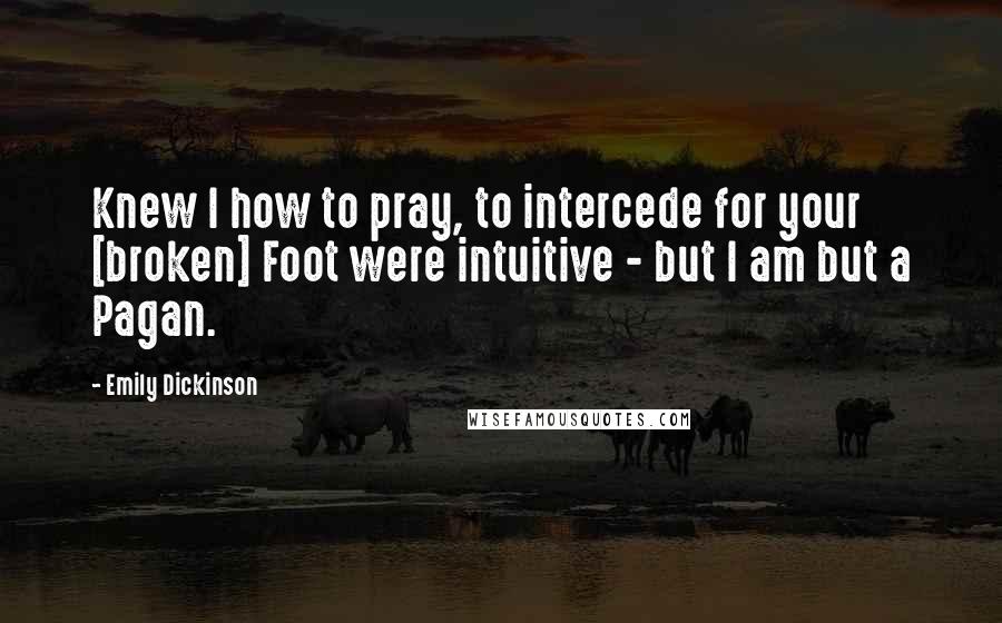 Emily Dickinson Quotes: Knew I how to pray, to intercede for your [broken] Foot were intuitive - but I am but a Pagan.