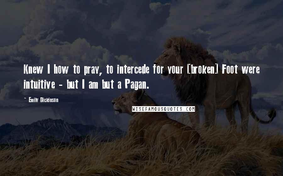 Emily Dickinson Quotes: Knew I how to pray, to intercede for your [broken] Foot were intuitive - but I am but a Pagan.