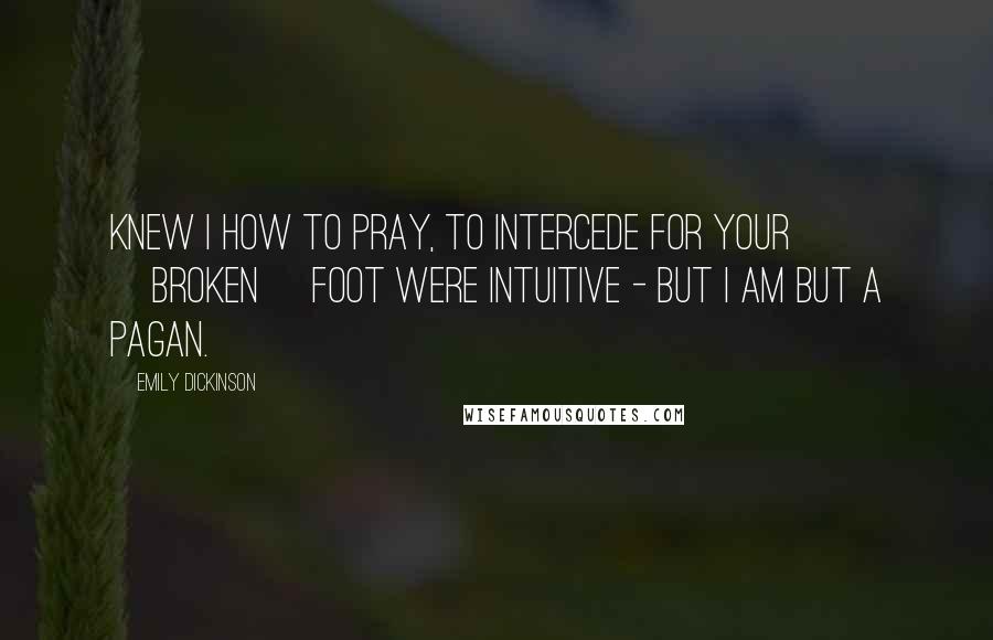 Emily Dickinson Quotes: Knew I how to pray, to intercede for your [broken] Foot were intuitive - but I am but a Pagan.